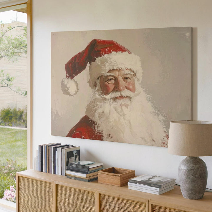 Traditional Santa Portrait Canvas – Nostalgic Holiday Charm Art - Gifitto
