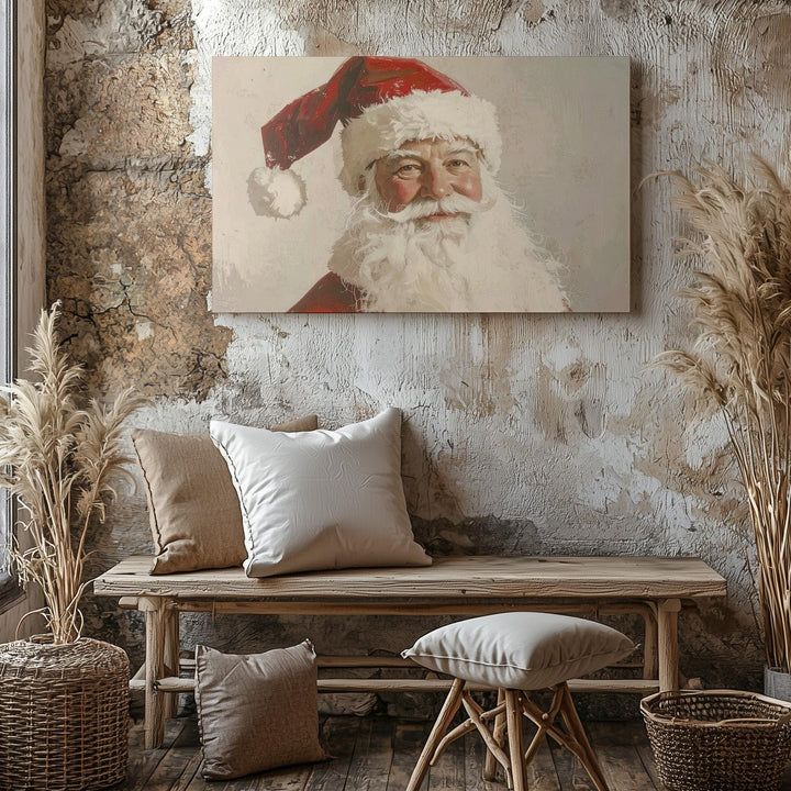 Traditional Santa Portrait Canvas – Nostalgic Holiday Charm Art - Gifitto