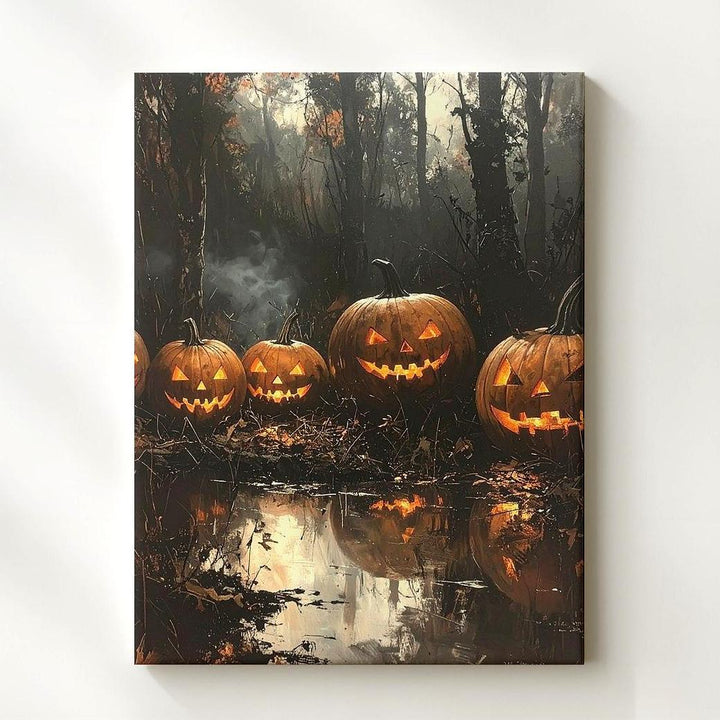 Cursed Swamp Pumpkins Canvas – Haunted Halloween Horror Art - Gifitto