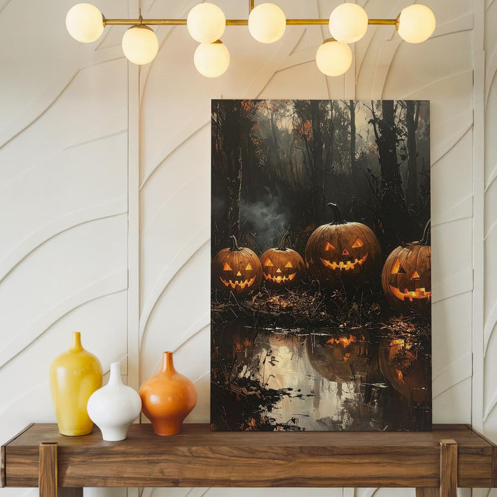Cursed Swamp Pumpkins Canvas – Haunted Halloween Horror Art - Gifitto