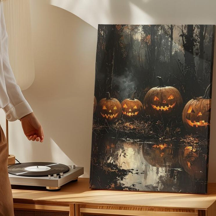 Cursed Swamp Pumpkins Canvas – Haunted Halloween Horror Art - Gifitto