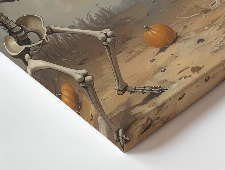 Dancing Skeletons Canvas – Whimsical Halloween Art in a Moonlit Pumpkin Patch - Gifitto