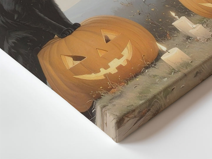 Black Cats & Jack-o’-Lanterns Canvas – Halloween Candlelight Wall Art - Gifitto