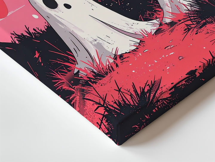 Retro Ghost Duo Canvas – Pink Sky Halloween Print-Inspired Wall Art - Gifitto