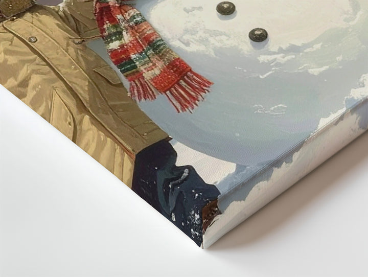 Joyful Snow Play Canvas – Children Building Snowman in Winter Wonderland - Gifitto