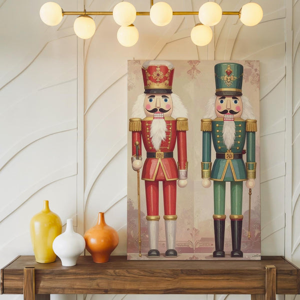Colorful Nutcracker Duo Canvas – Modern Flat Christmas Soldier Wall Art - Gifitto