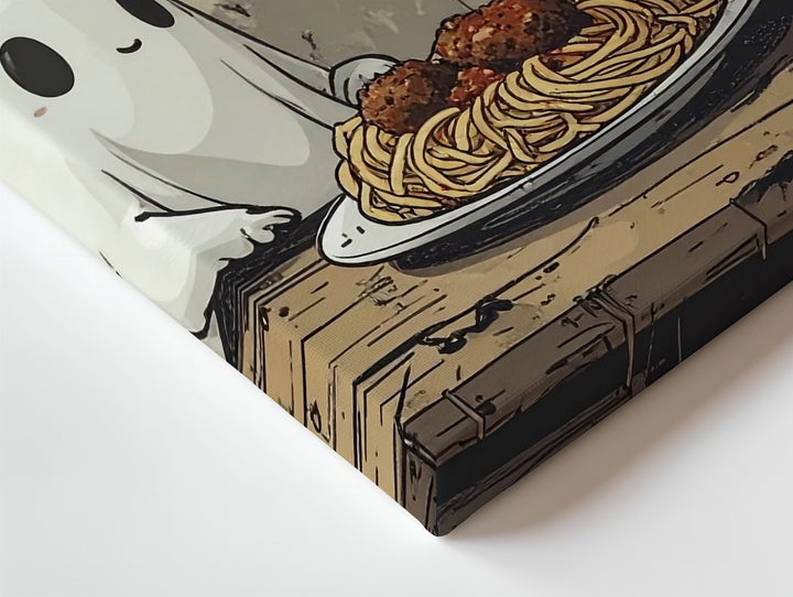 Spaghetti Ghosts Canvas – Whimsical Halloween Dinner Date Wall Art - Gifitto