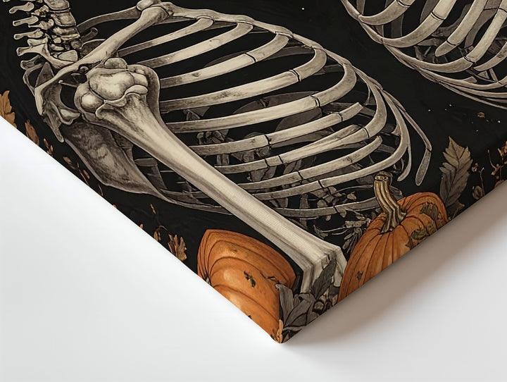 Skeleton Lovers Canvas – Gothic Halloween Romance with Floral Detail - Gifitto
