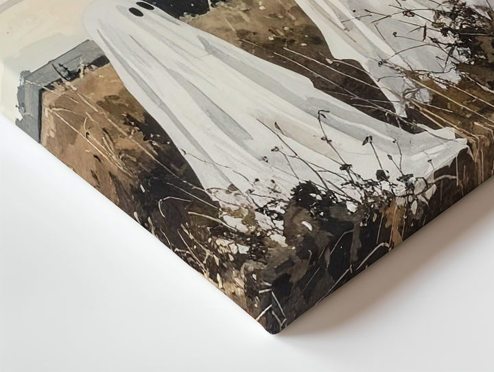 Gentle Ghost Companions Canvas – Peaceful Rustic Halloween Field Art - Gifitto