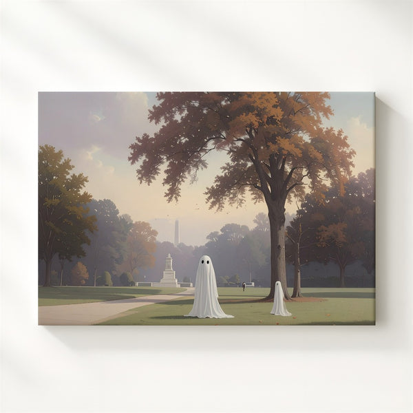 Ghosts Beneath the Autumn Tree Canvas – Vintage-Inspired Reflection on Time and Memory - Gifitto