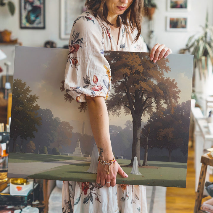 Ghosts Beneath the Autumn Tree Canvas – Vintage-Inspired Reflection on Time and Memory - Gifitto