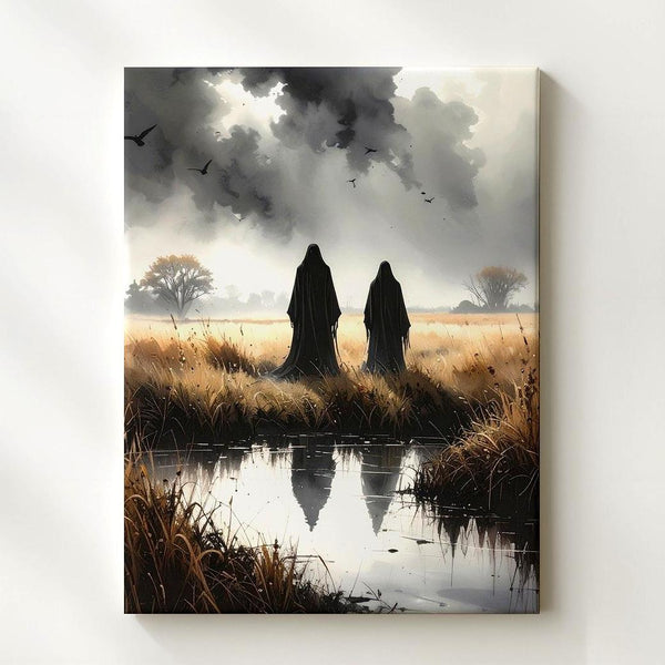 Ghosts by the Marsh Canvas – Atmospheric Haunted Landscape Art - Gifitto