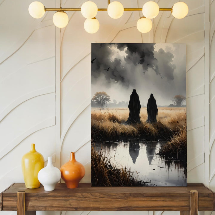 Ghosts by the Marsh Canvas – Atmospheric Haunted Landscape Art - Gifitto