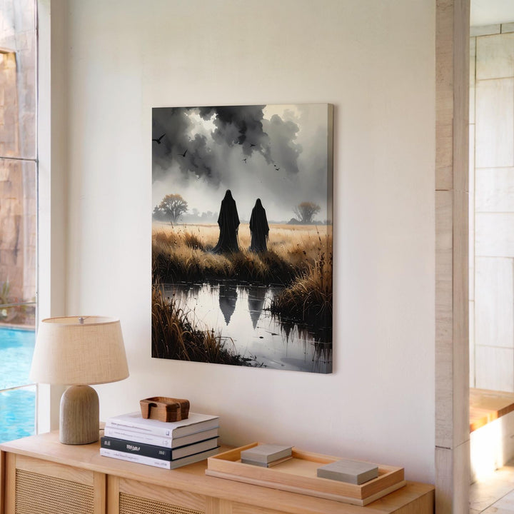 Ghosts by the Marsh Canvas – Atmospheric Haunted Landscape Art - Gifitto