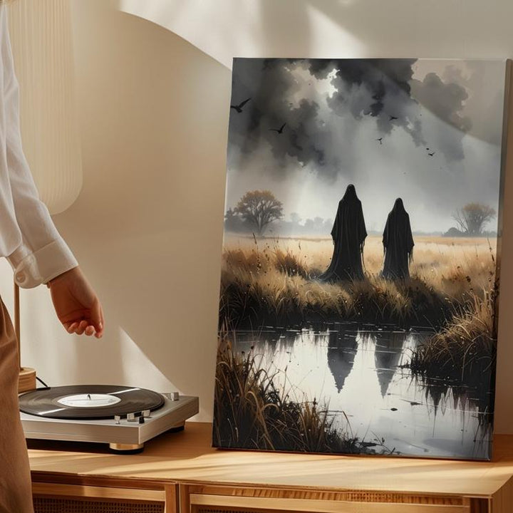 Ghosts by the Marsh Canvas – Atmospheric Haunted Landscape Art - Gifitto