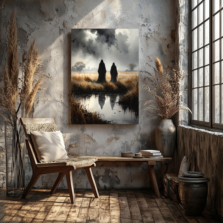Ghosts by the Marsh Canvas – Atmospheric Haunted Landscape Art - Gifitto