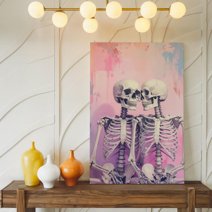 Eternal Embrace Canvas – Poetic Skeleton Romance Wall Art - Gifitto