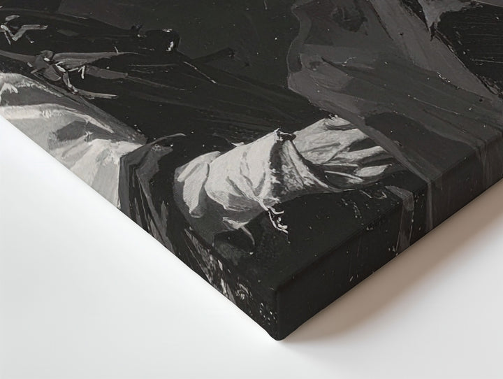 Cloaked Figures in Ash Canvas – Expressionist Post-Apocalyptic Halloween Art - Gifitto