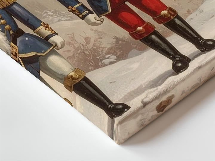 Classic Nutcracker Soldiers Canvas – Vintage Red & Blue Holiday Guardians - Gifitto