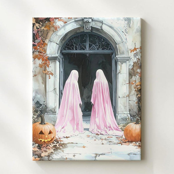 Enchanted Entry Canvas – Pink Ghosts & Autumn Archway Wall Art - Gifitto