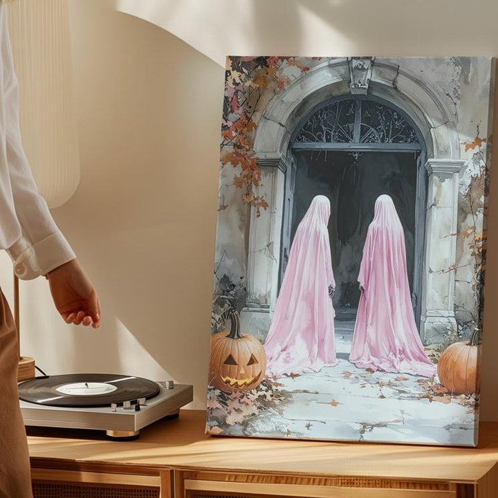 Enchanted Entry Canvas – Pink Ghosts & Autumn Archway Wall Art - Gifitto