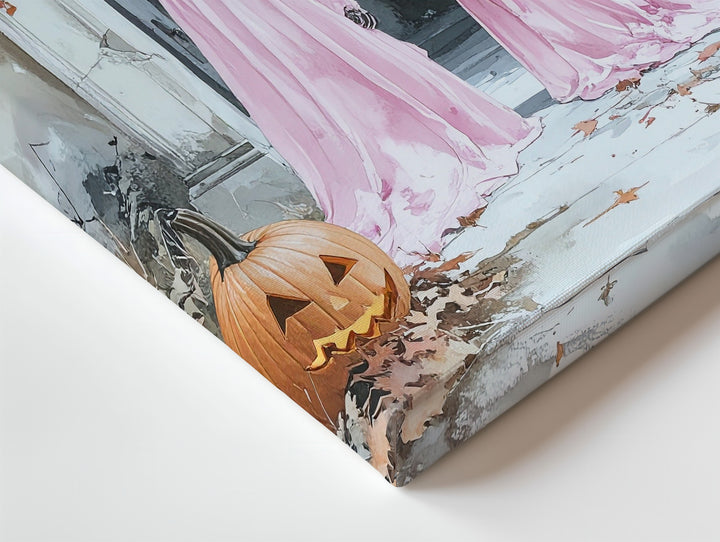Enchanted Entry Canvas – Pink Ghosts & Autumn Archway Wall Art - Gifitto