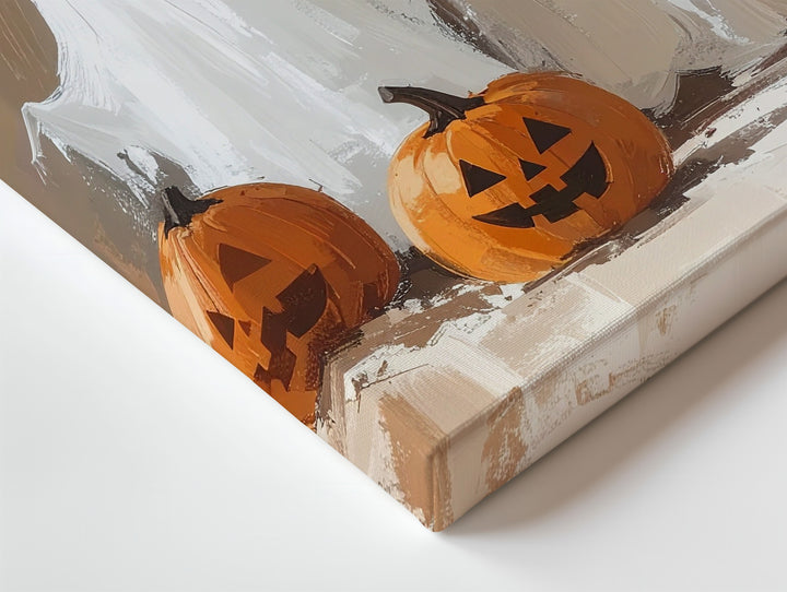 Friendly Ghost & Pumpkin Canvas – Whimsical Halloween Kids Wall Art - Gifitto