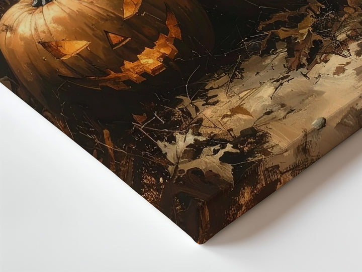 Sinister Jack-O'-Lantern Duo Canvas – Dark Forest Halloween Pumpkin Art - Gifitto