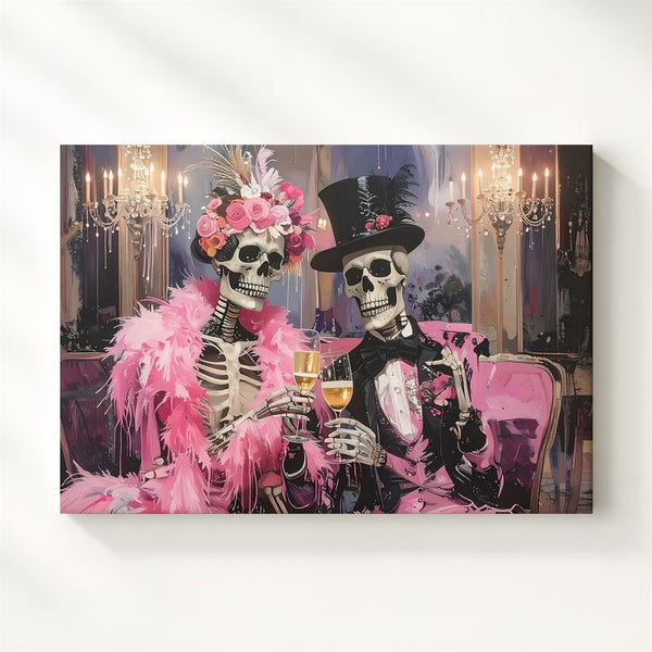 Eternal Toast Canvas – Skeleton Couple in Glamorous Afterlife Ballroom - Gifitto