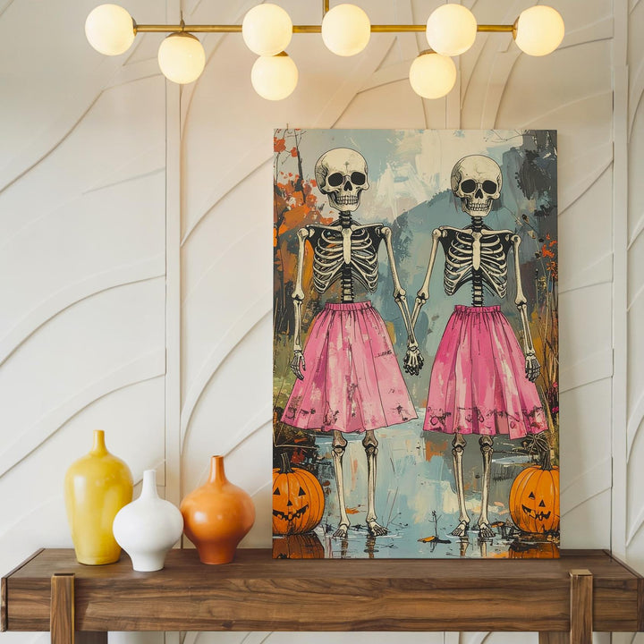 Twilight Witch Gathering Canvas – Painterly Halloween Art with Colorful Hats - Gifitto