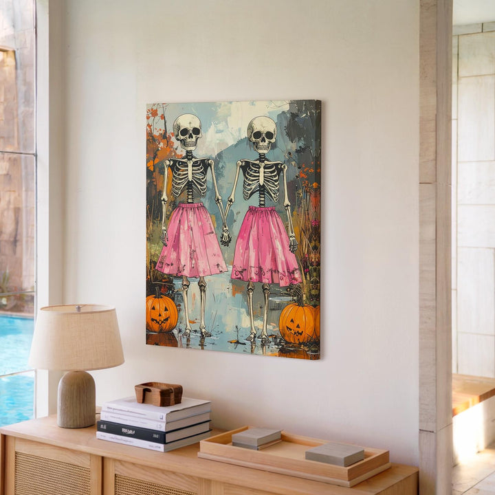 Twilight Witch Gathering Canvas – Painterly Halloween Art with Colorful Hats - Gifitto
