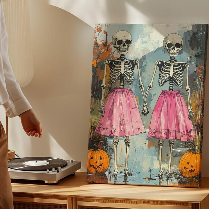 Twilight Witch Gathering Canvas – Painterly Halloween Art with Colorful Hats - Gifitto
