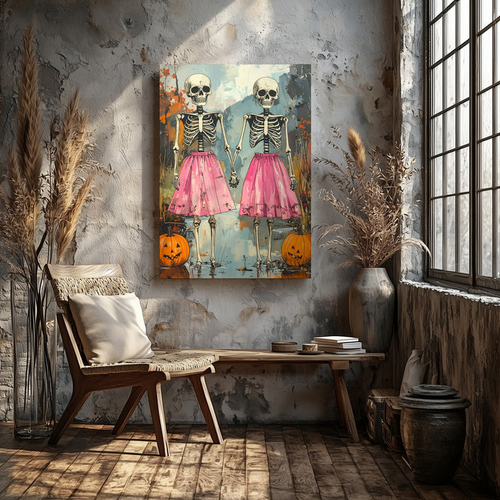 Twilight Witch Gathering Canvas – Painterly Halloween Art with Colorful Hats - Gifitto