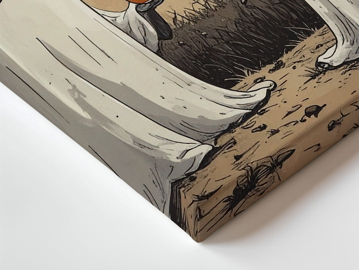 Ghost Toast Under Pumpkin Moon Canvas – Minimalist Halloween Night Art - Gifitto