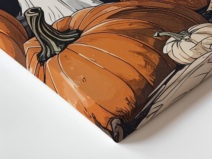 Cozy Ghost & Pumpkin Room Canvas – Nostalgic Indoor Halloween Art - Gifitto