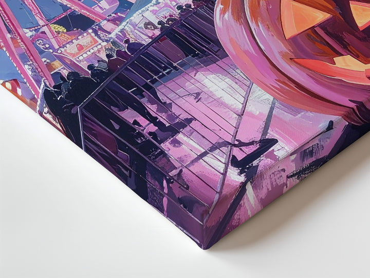 Halloween Carnival Night Canvas – Pink & Purple Festive Fairground Wall Art - Gifitto
