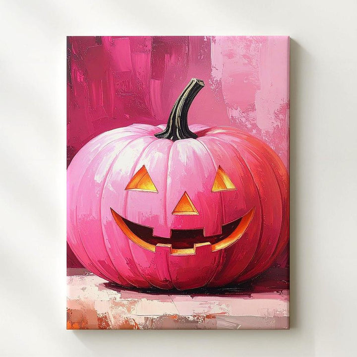 Hot Pink Jack-O’-Lantern Canvas – Bold Pop-Art Halloween Wall Decor - Gifitto