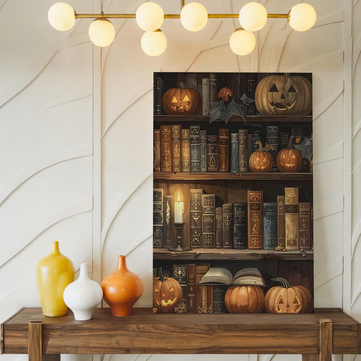 Haunted Library Canvas – Vintage Halloween Gothic Academia Art - Gifitto