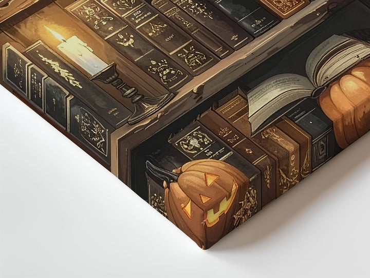 Haunted Library Canvas – Vintage Halloween Gothic Academia Art - Gifitto