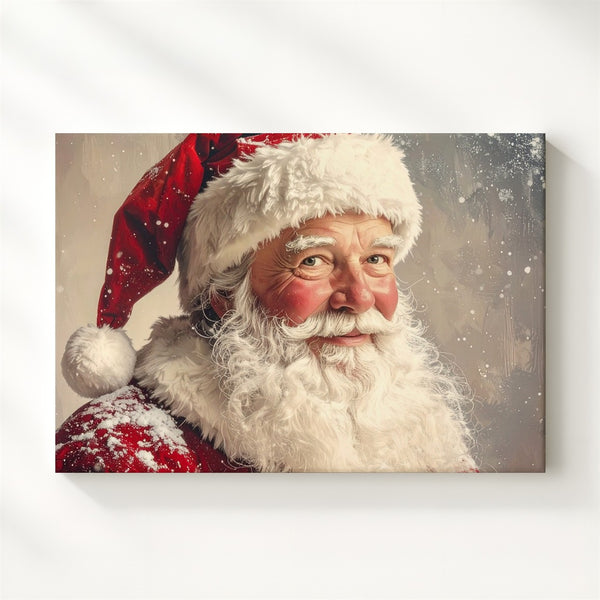 Vintage Santa Claus Portrait Canvas – Classic Christmas Warmth Art - Gifitto