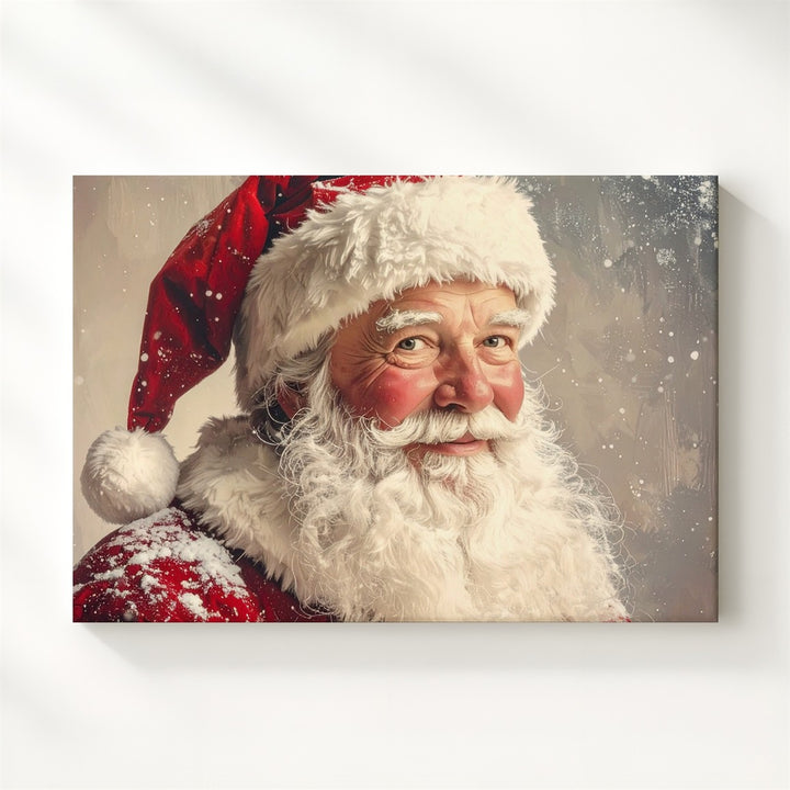 Vintage Santa Claus Portrait Canvas – Classic Christmas Warmth Art - Gifitto
