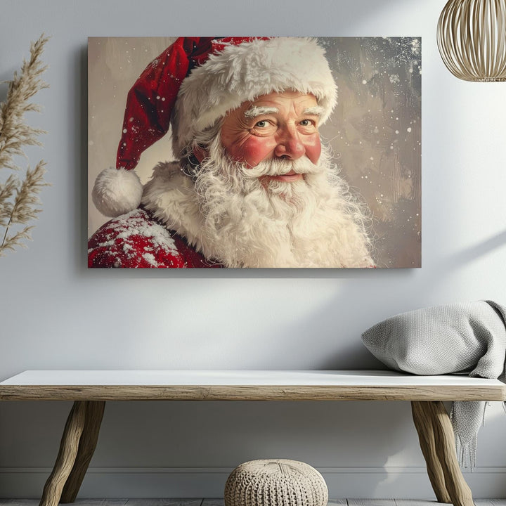 Vintage Santa Claus Portrait Canvas – Classic Christmas Warmth Art - Gifitto