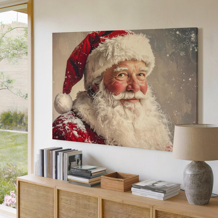 Vintage Santa Claus Portrait Canvas – Classic Christmas Warmth Art - Gifitto