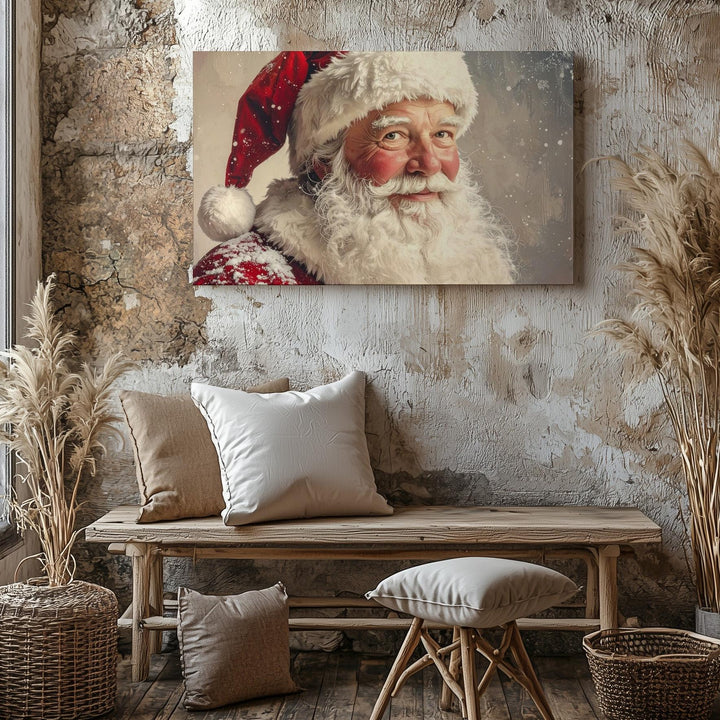 Vintage Santa Claus Portrait Canvas – Classic Christmas Warmth Art - Gifitto