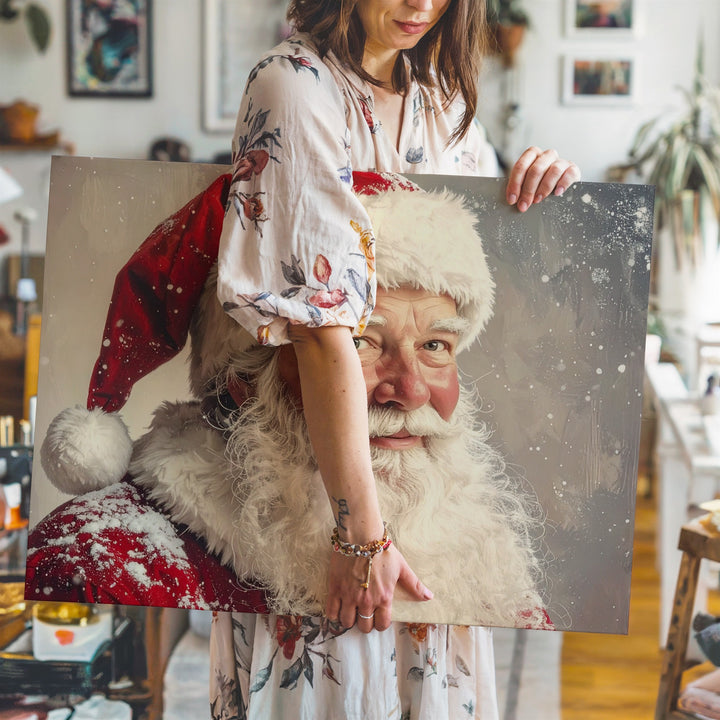 Vintage Santa Claus Portrait Canvas – Classic Christmas Warmth Art - Gifitto
