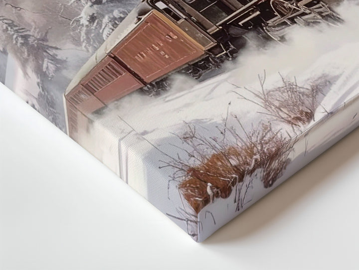 Vintage Steam Train Canvas – Nostalgic Christmas Journey Through Snowy Forest - Gifitto