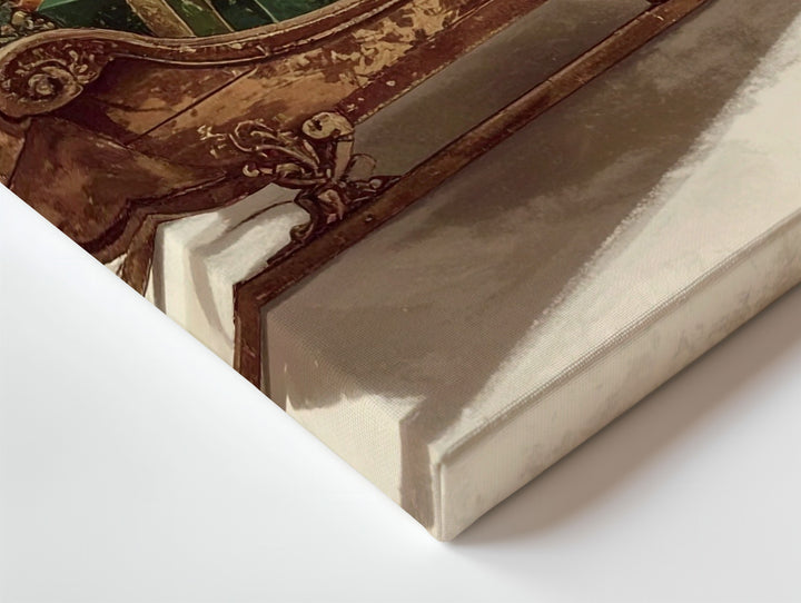 Vintage Wooden Sleigh Canvas – Elegant Holiday Gift Stack on Cream Background - Gifitto