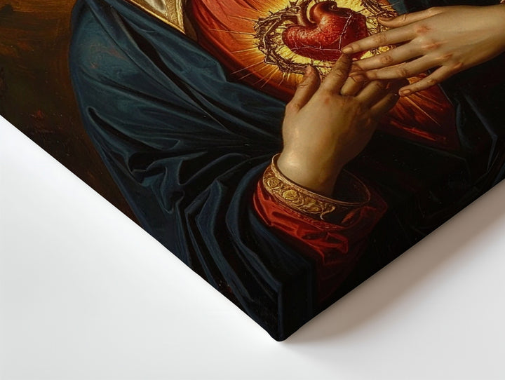 Sacred Heart of Mary Canvas – Classic Icon with Thorns & Radiant Light - Gifitto