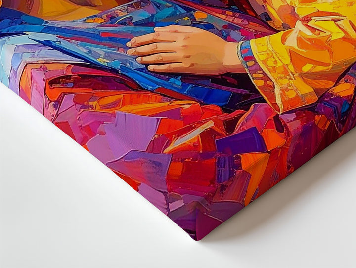 Abstract Virgin Mary Embrace Canvas – Expressionist Sacred Love in Color - Gifitto