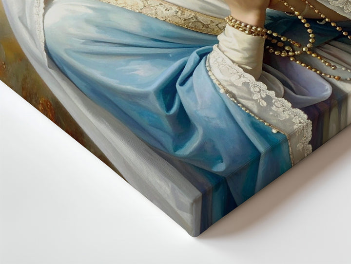 Kneeling Virgin Mary Canvas – White Veil, Rosary & Soft Sacred Light - Gifitto